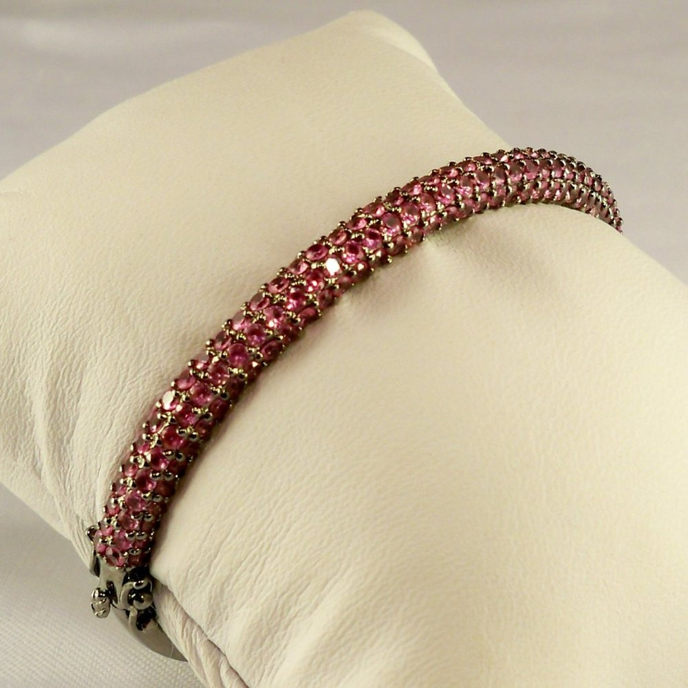 NEW Pink Cubic Zirconias Silver Designer Cuff Bracelet